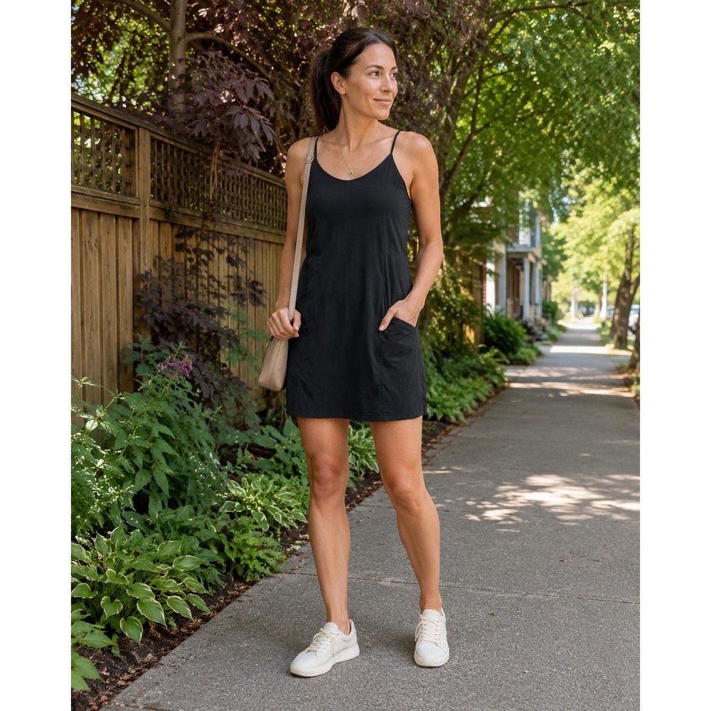 Toad&Co Sunkissed SL Skort Dress Recycled Stretch Active Hiking Mini Black M